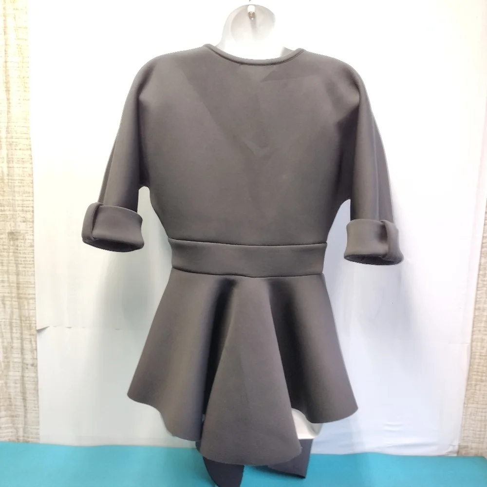 Forever 21 Womens Peplum Stretchy Tie Jacket Blouse Size S